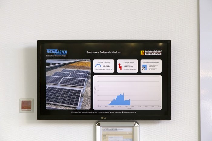 Visualisierung einer Photovoltaikanlage mit 190 Modulen auf dem Zollern­alb Klinikum Balingen